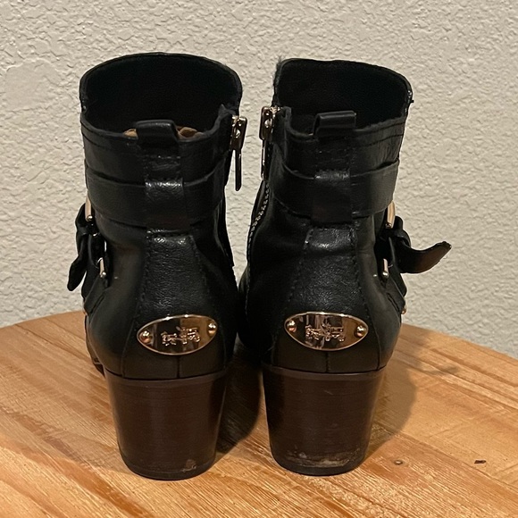 Coach Pauline Ankle Boot in Black Leather with Gold Hardware Size 8.5 - Picture 6 of 9